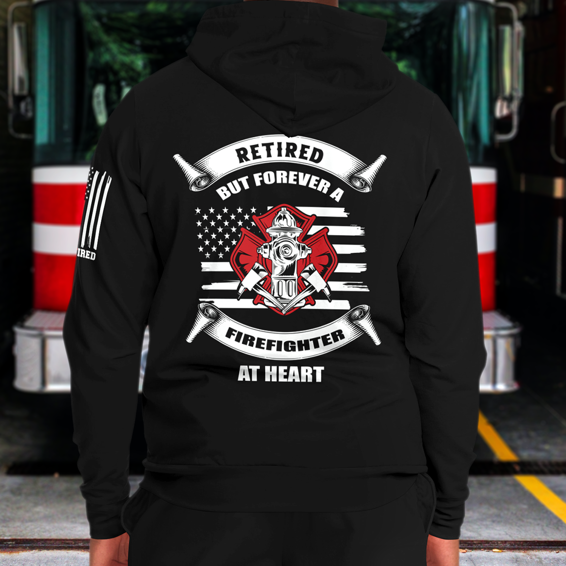 Retired USA Firefighter - Athletic Hoodie
