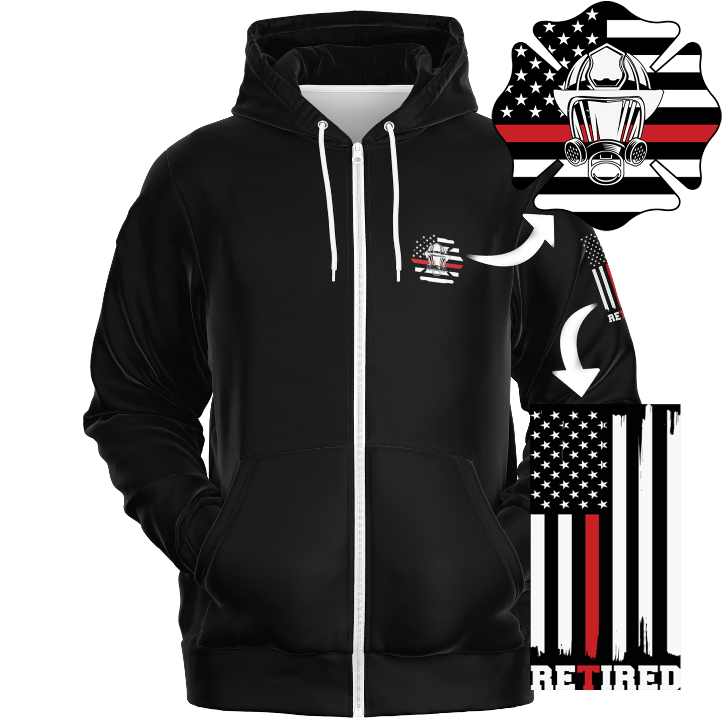 Retired USA Firefighter - Athletic Hoodie