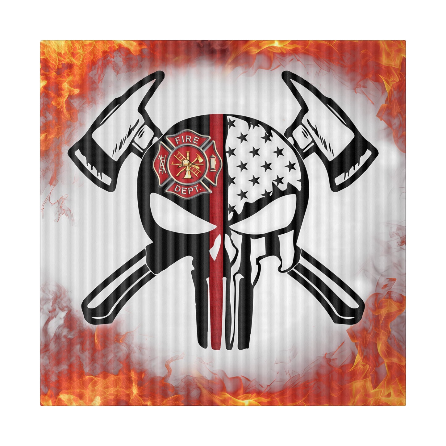 US Firefighter Skull Emblem  - Stretched Canvas