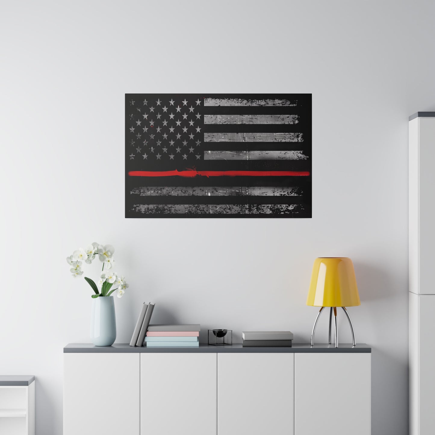 Thin Red Line of Courage - Stretched Canvas