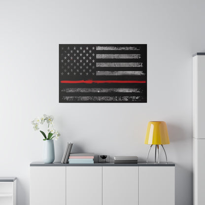 Thin Red Line of Courage - Stretched Canvas