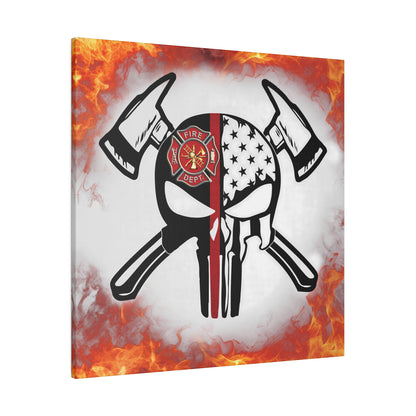 US Firefighter Skull Emblem  - Stretched Canvas