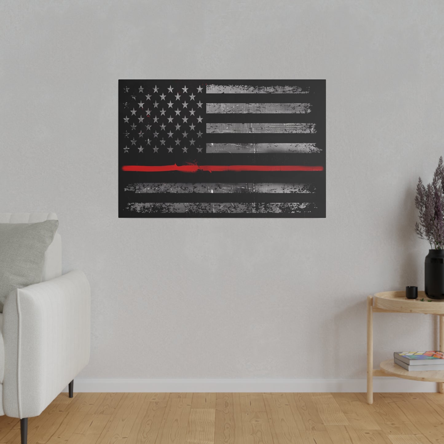 Thin Red Line of Courage - Stretched Canvas