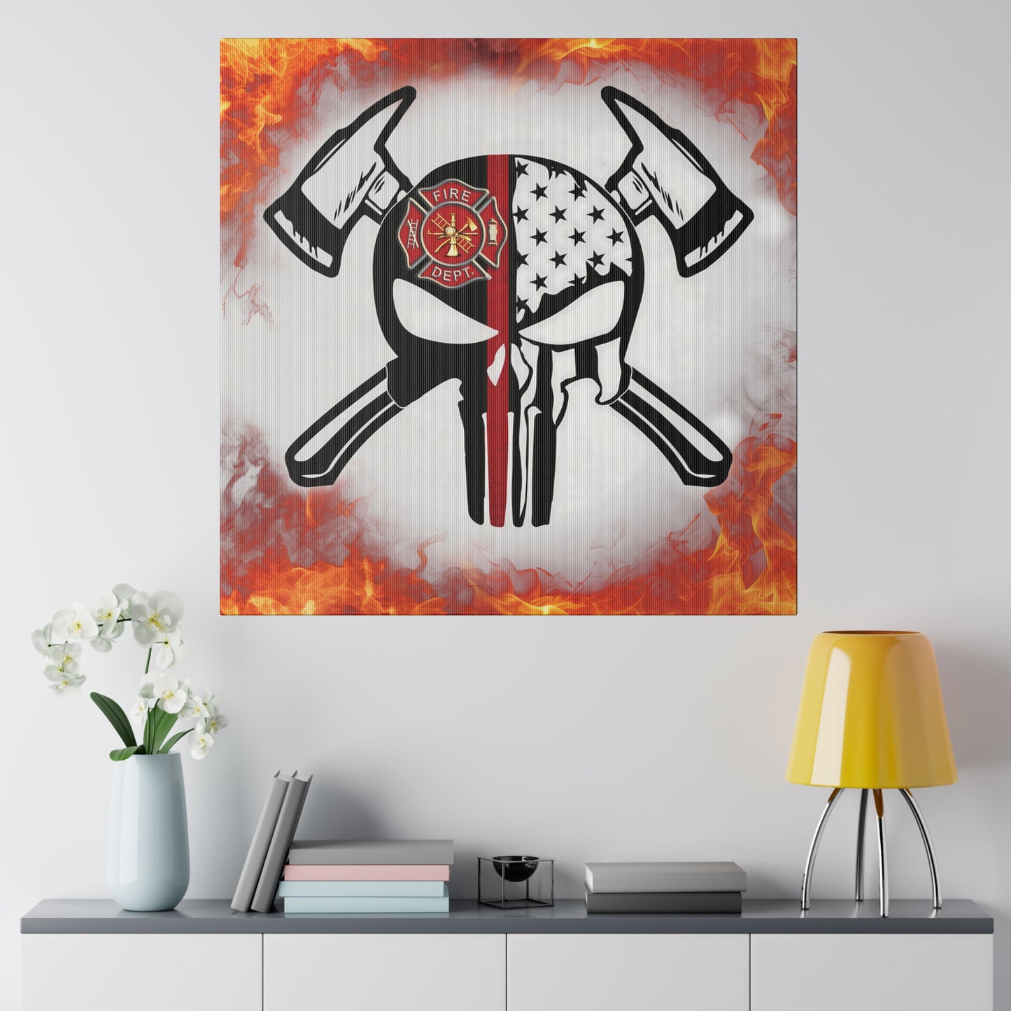 US Firefighter Skull Emblem  - Stretched Canvas