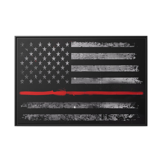 Thin Red Line of courage - USA - Framed Canvas