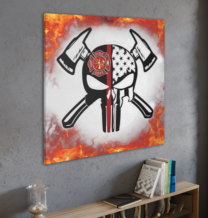 US Firefighter Skull Emblem  - Stretched Canvas